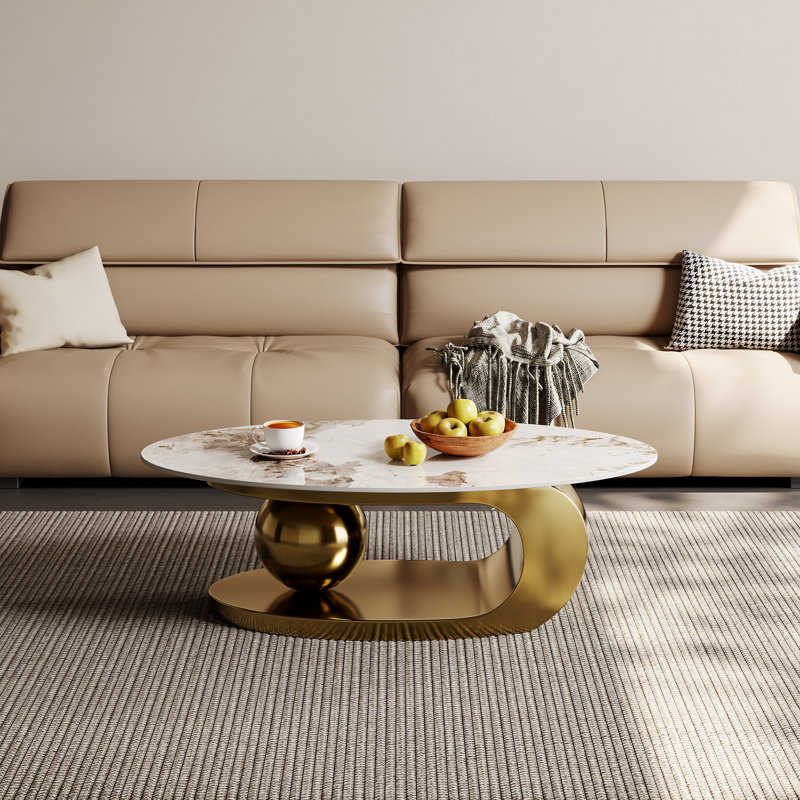 Mercer41 Modern Faux Marble Oval Coffee Table | Wayfair
